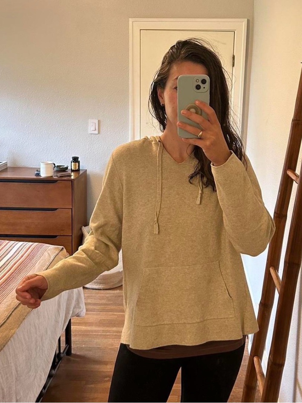 Beige knit hoodie